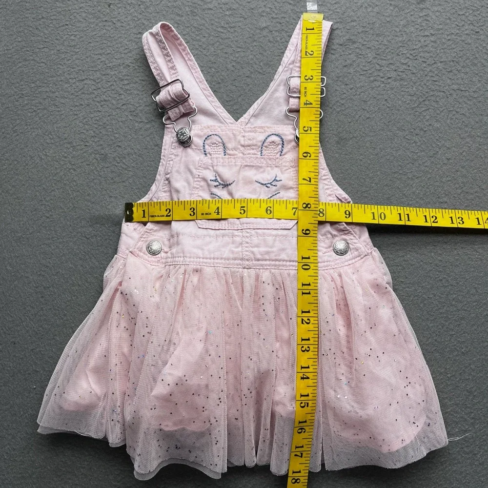 OshKosh B'gosh Baby Girl Overall Dress Pink Cotton Tulle Glitter 18M Whimsical